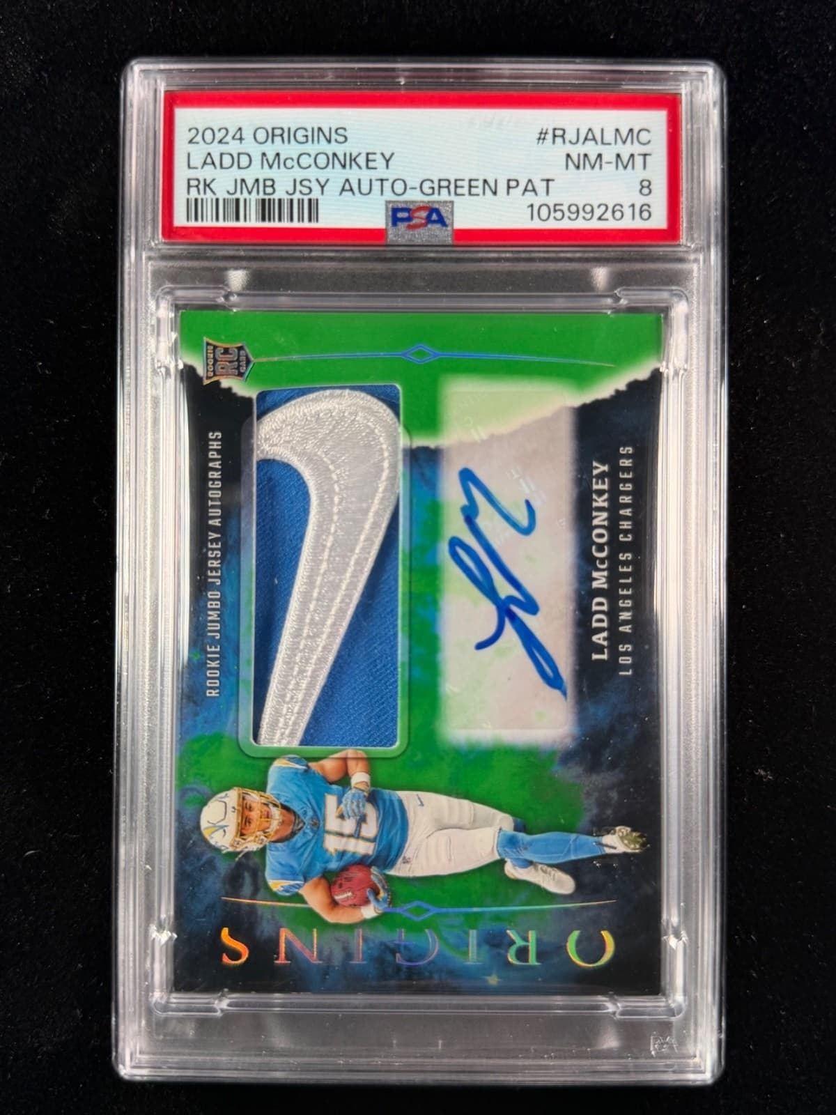 Ladd McConkey 2024 Jumbo Nike Swoosh RPA /5 PSA 8